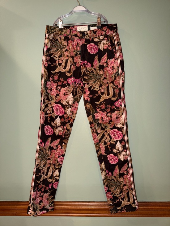 Anthropologie Pants - Anthropologie Chino Relaxed Floral Tuxedo Stripe Pants - Size 25